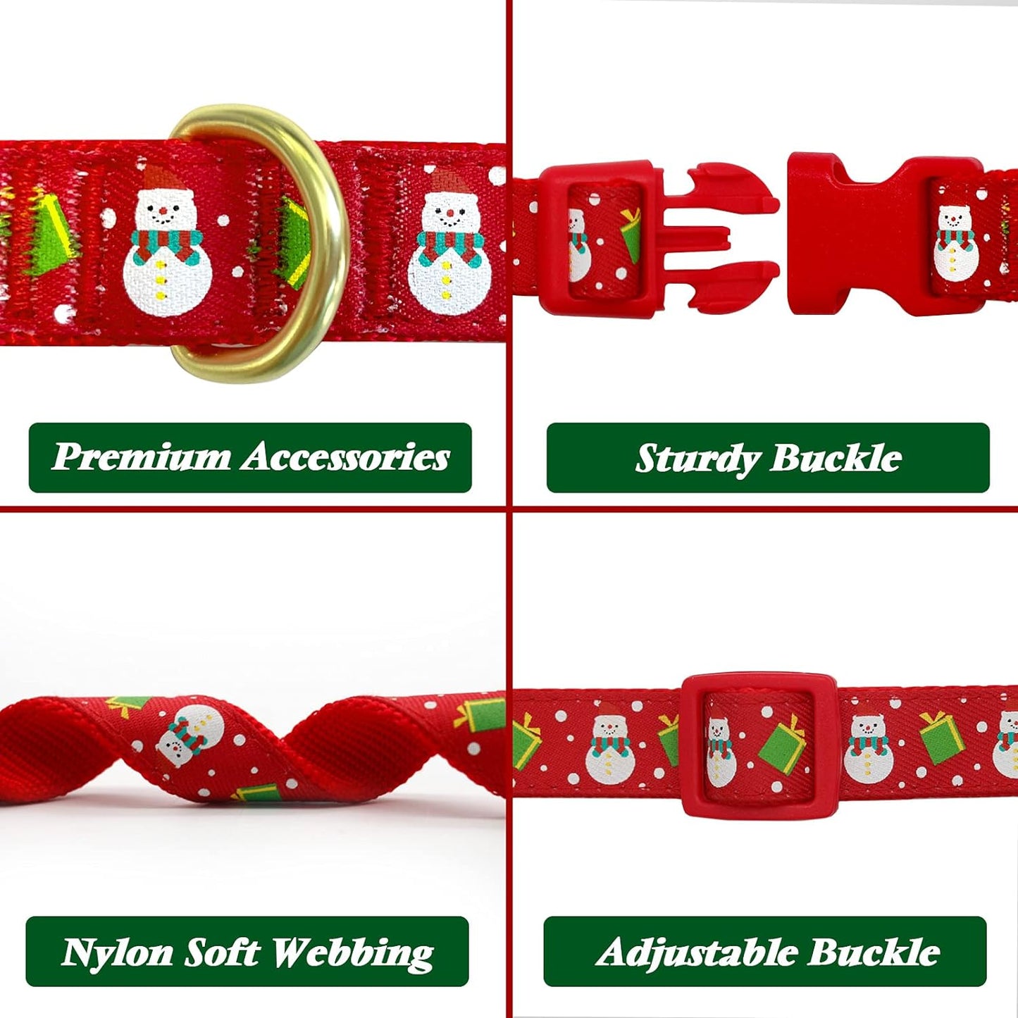 Festive Adjustable Christmas Dog Collar with Antler Bow Tie & Snowman Design for Medium Dogs