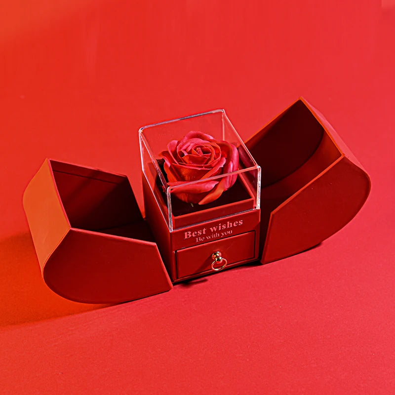 Gift for Women Eternal Rose Gift Box /W Heart Necklace Flower Jewelry Box 